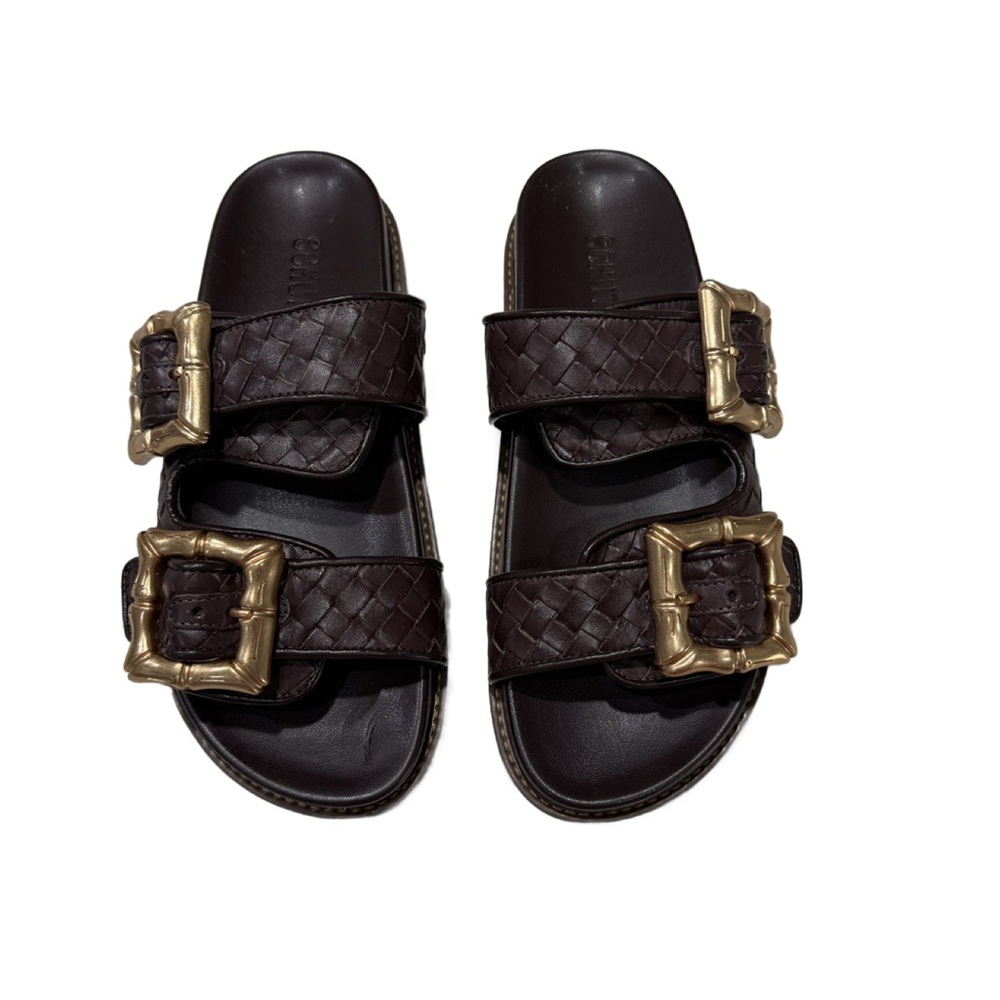 NWOT SCHUTZ Brown Sandals with Gold Buckles | Size 7 | Never Worn